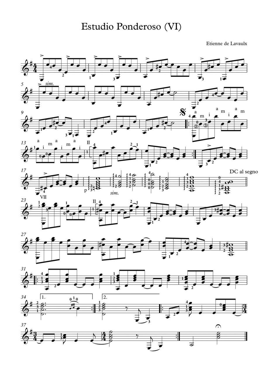 Estudio Ponderoso (VI) Acoustic Guitar scores gallery preview page 1