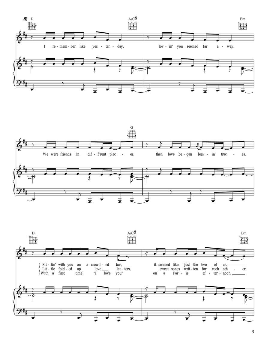 Like Yesterday Like Yesterday Piano, Vocal, Guitar scores gallery preview page 3