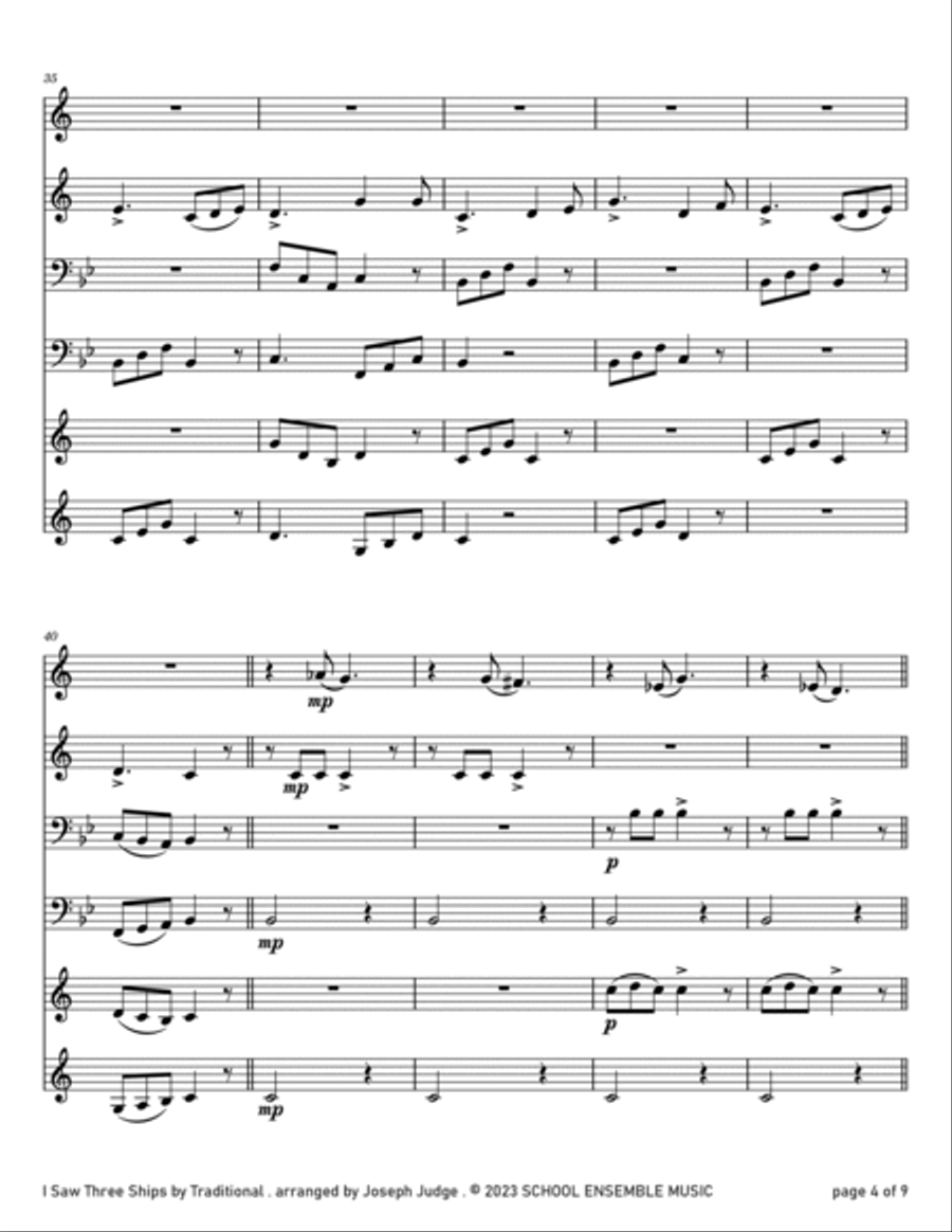 I Saw Three Ships for Brass Quartet in Schools Brass Quartet scores gallery preview page 4