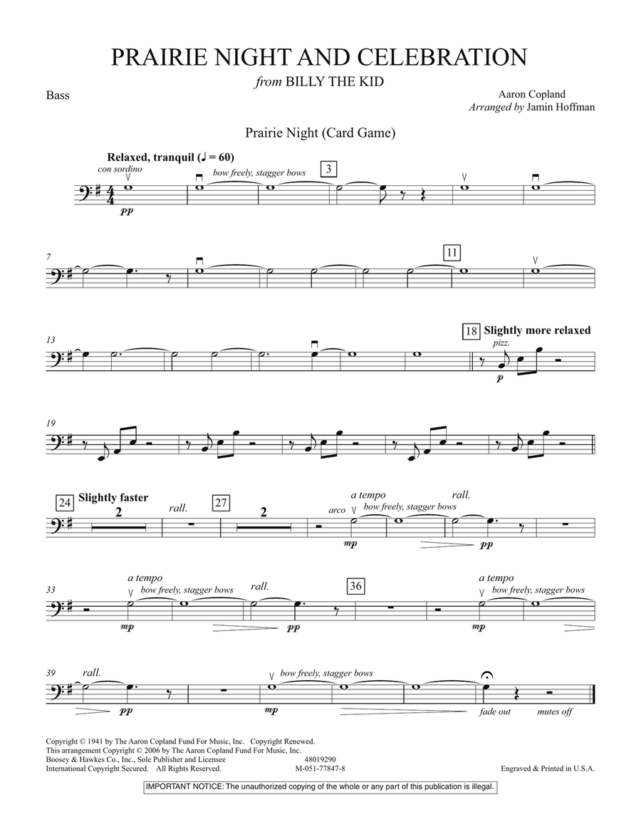 Prairie Night And Celebration (from Billy The Kid) - String Bass Orchestra scores gallery preview page 1