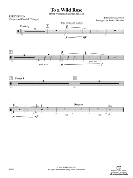 To a Wild Rose (from Woodland Sketches, Op. 51): 1st Percussion