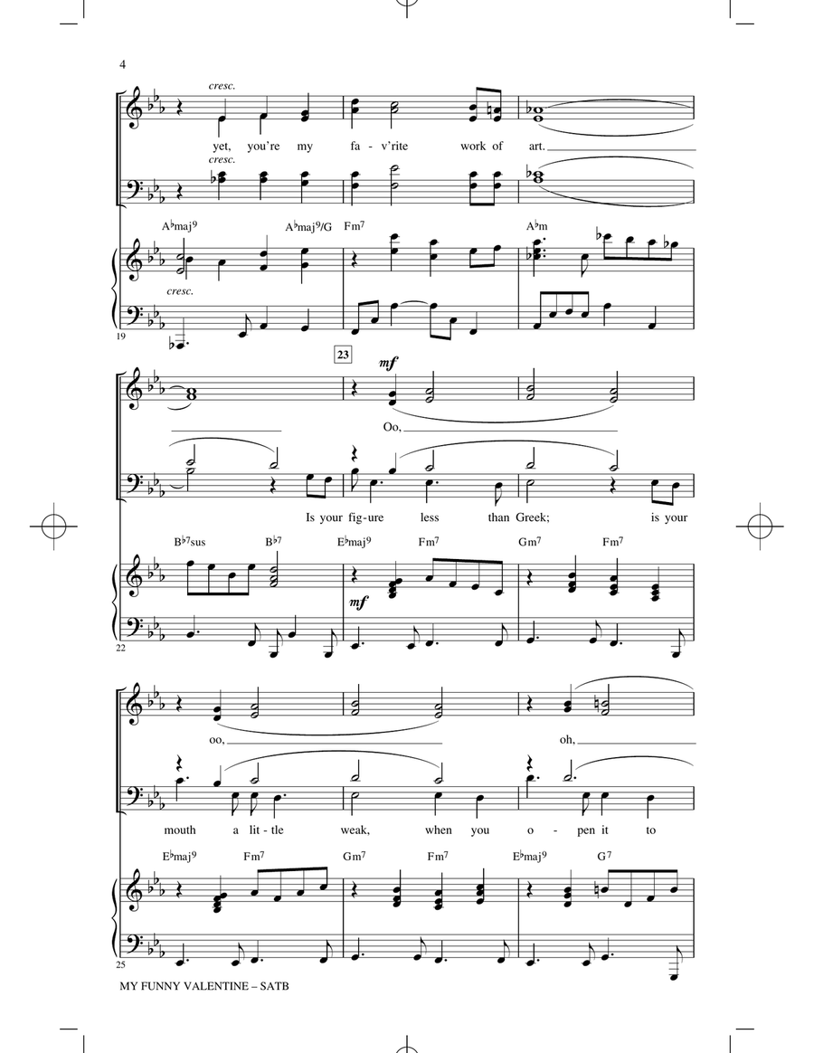 My Funny Valentine (arr. Mac Huff) 4-Part scores gallery preview page 3
