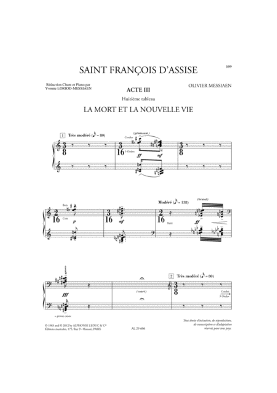 Saint Francois D'assise, Vol. 4 (acte Iii, 7e Et 8e Tableaux) Reduction Chan Reduction scores gallery preview page 2