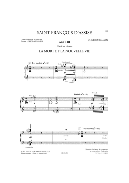 Saint Francois D'assise, Vol. 4 (acte Iii, 7e Et 8e Tableaux) Reduction Chan