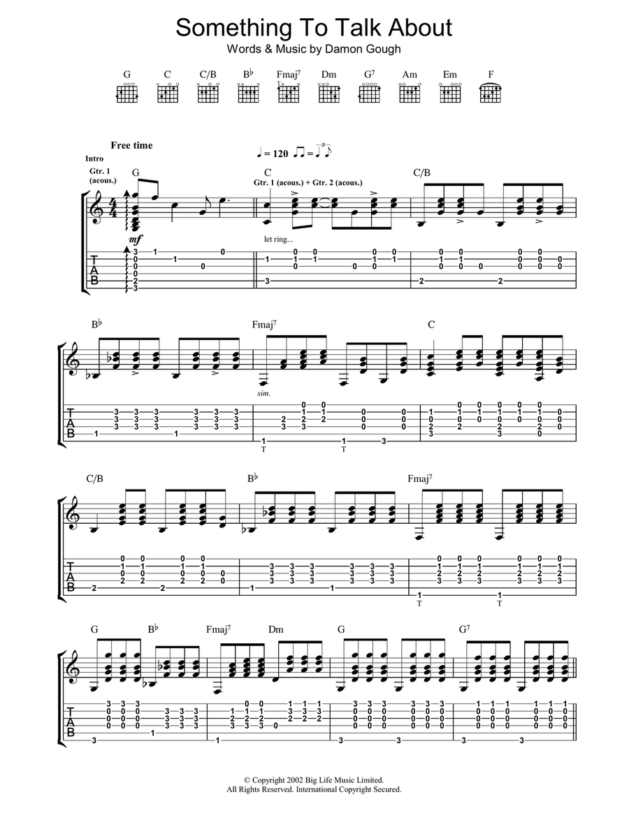 Something To Talk About Acoustic Guitar scores gallery preview page 1
