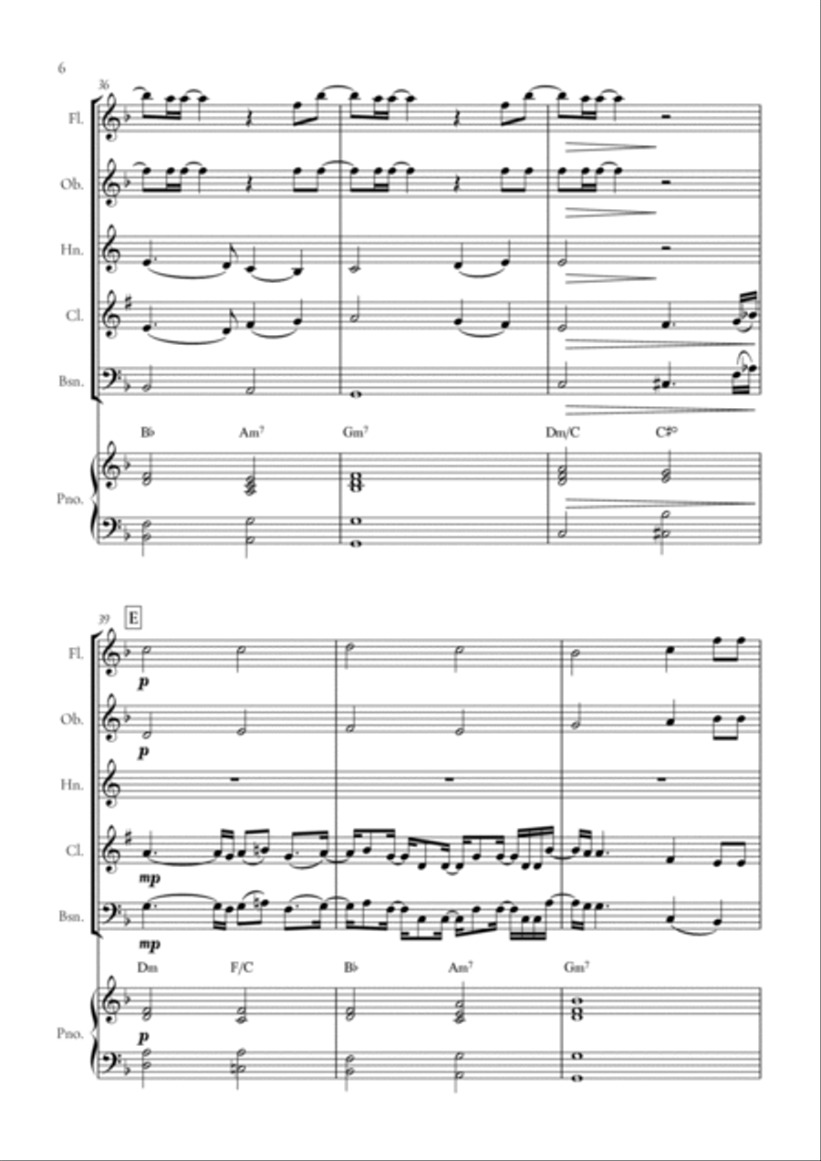 When We Were Young Woodwind Quintet scores gallery preview page 6