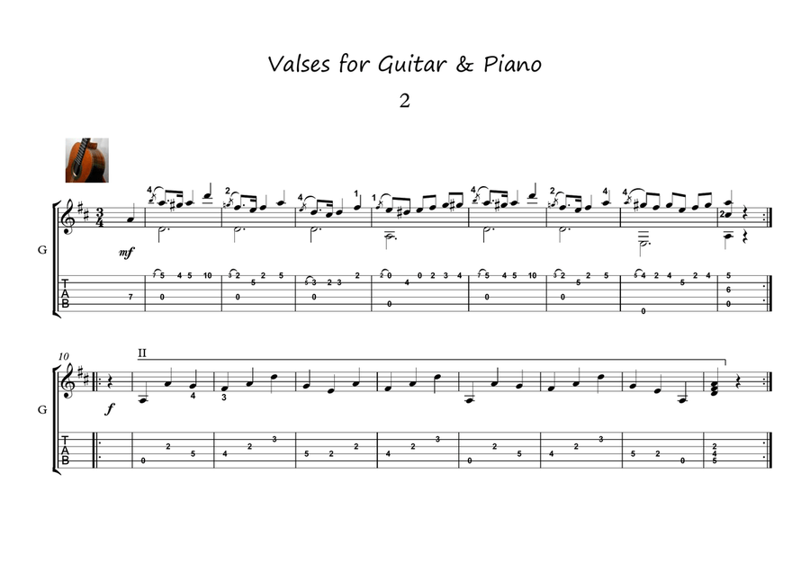 Valses for Guitar and Piano duet Valses for Guitar and Piano duet Acoustic Guitar scores gallery preview page 6