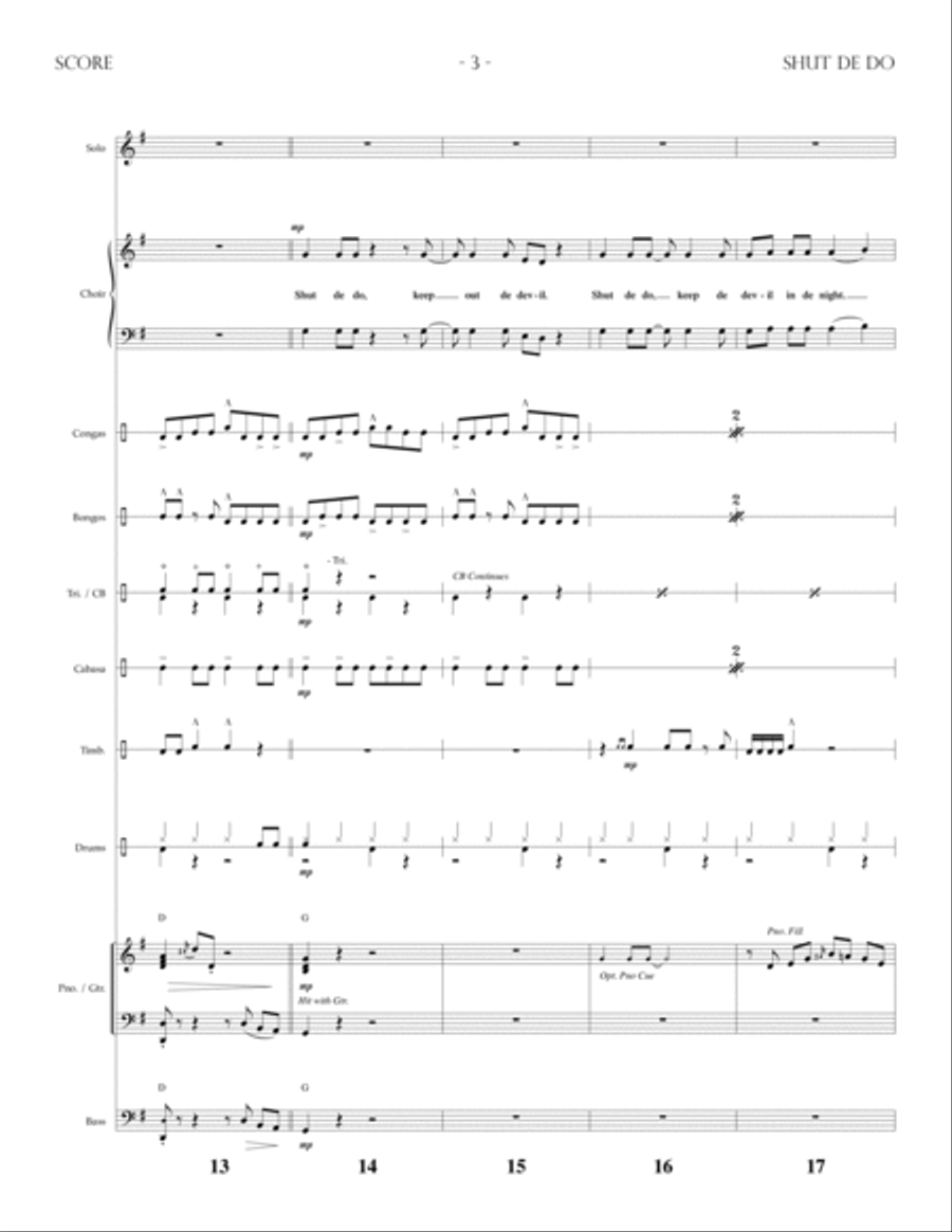 Shut De Do - Rhythm Score and Parts