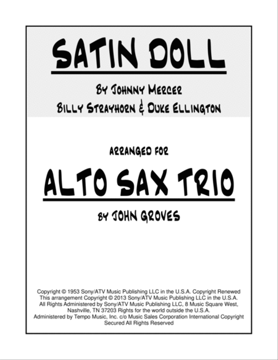 Satin Doll Satin Doll Woodwind Trio scores gallery preview page 1