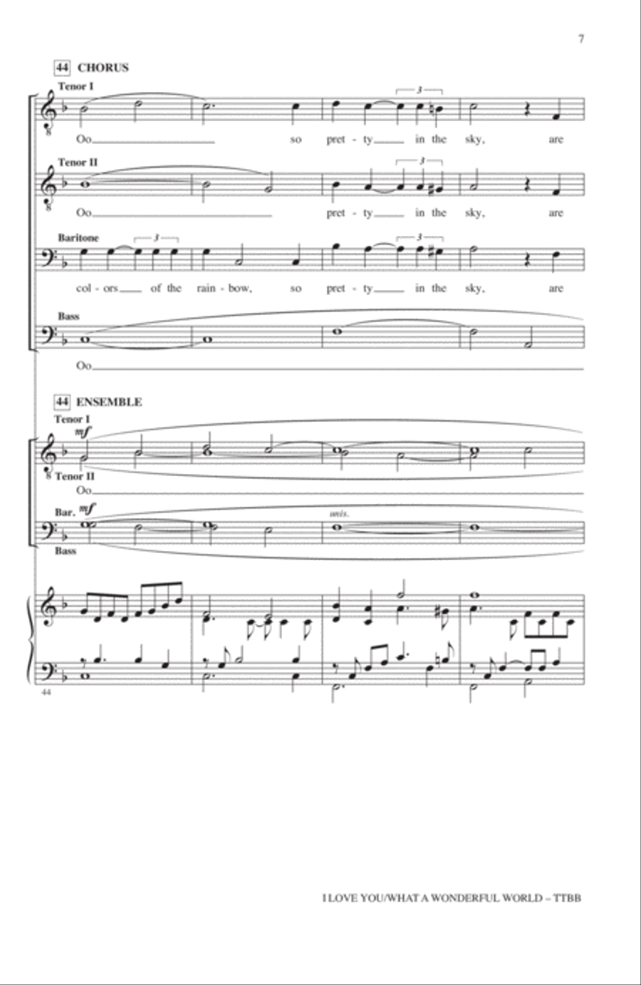 I Love You / What A Wonderful World TTBB scores gallery preview page 6