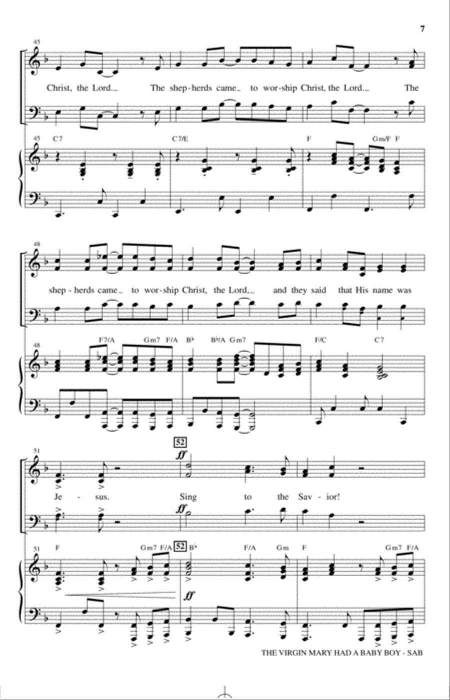 The Virgin Mary Had A Baby Boy (arr. Michael Ware) 3-Part scores gallery preview page 6