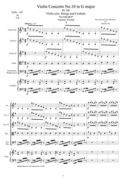 Vivaldi - Violin Concerto No.10 in G major RV 300 Op.9 for Violin, Strings and Cembalo image number null