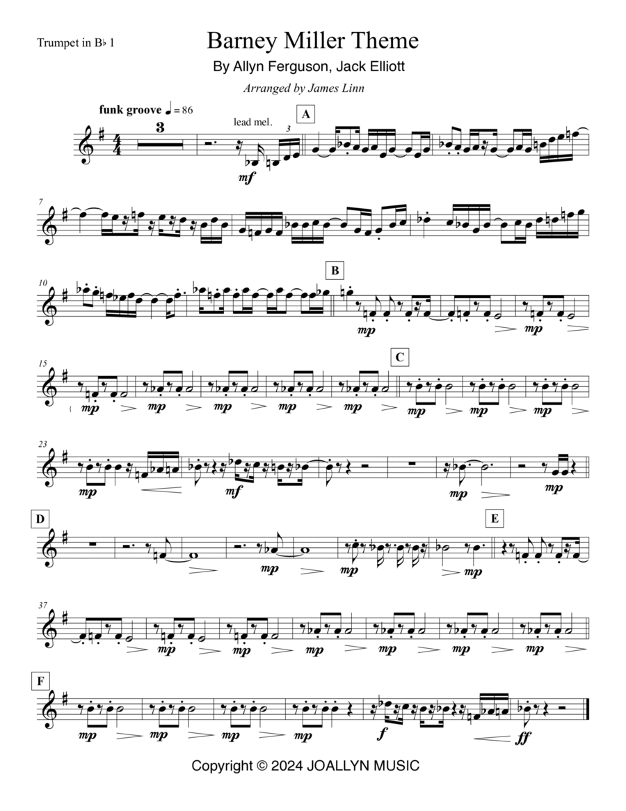 Barney Miller Theme Barney Miller Theme Brass Ensemble scores gallery preview page 1