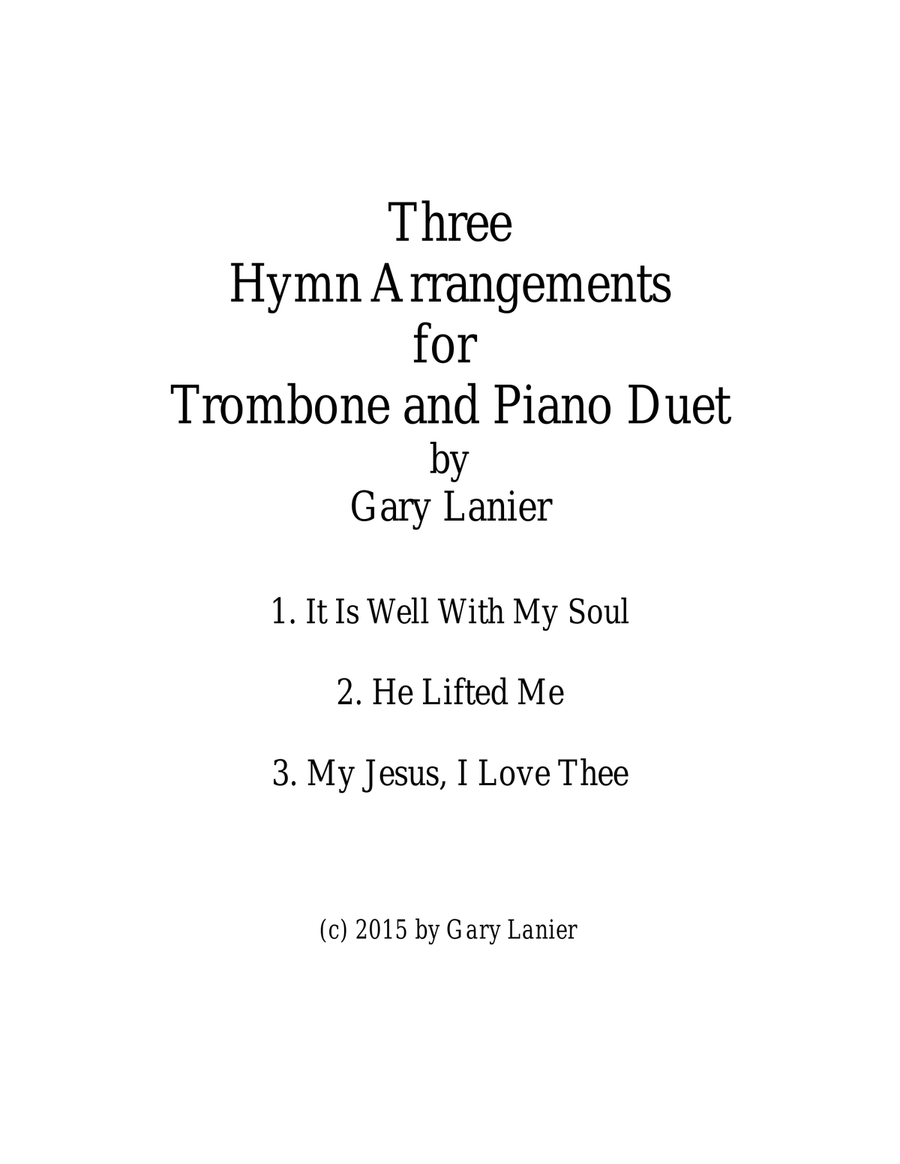THREE HYMN ARRANGEMENTS for TROMBONE and PIANO (Duet – Trombone/Piano with Trombone Part) Trombone Duet scores gallery preview page 1