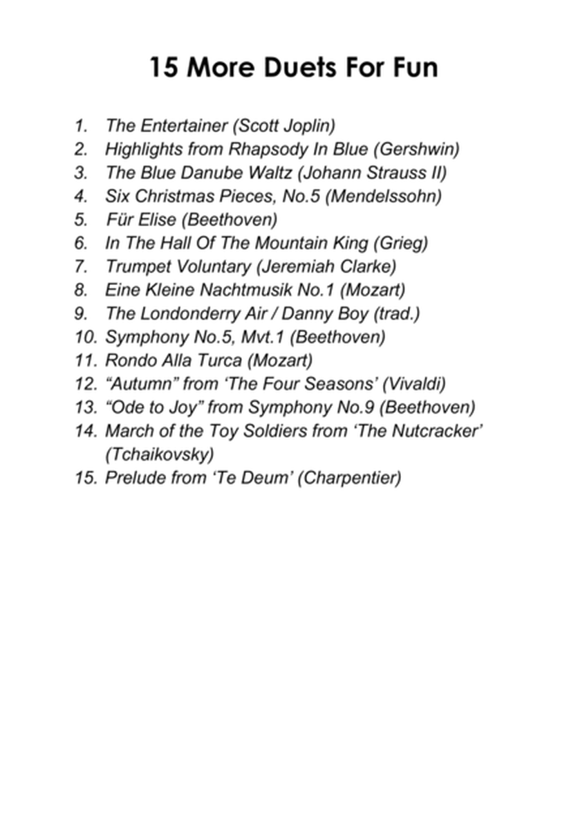 15 More Euphonium and Tuba Duets for Fun (popular classics volume 2) - various levels image number null