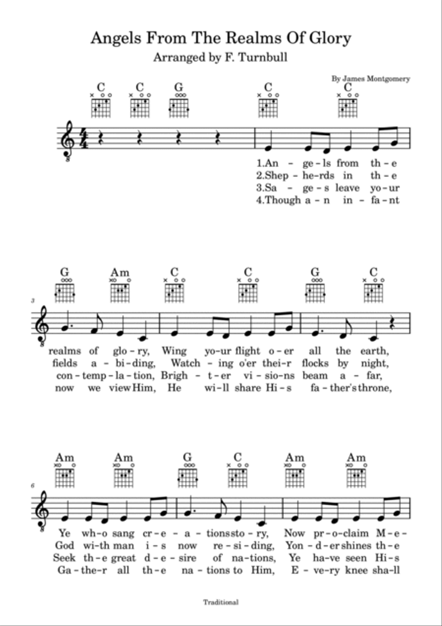 Angels From The Realms Of Glory Piano, Vocal, Guitar scores gallery preview page 2