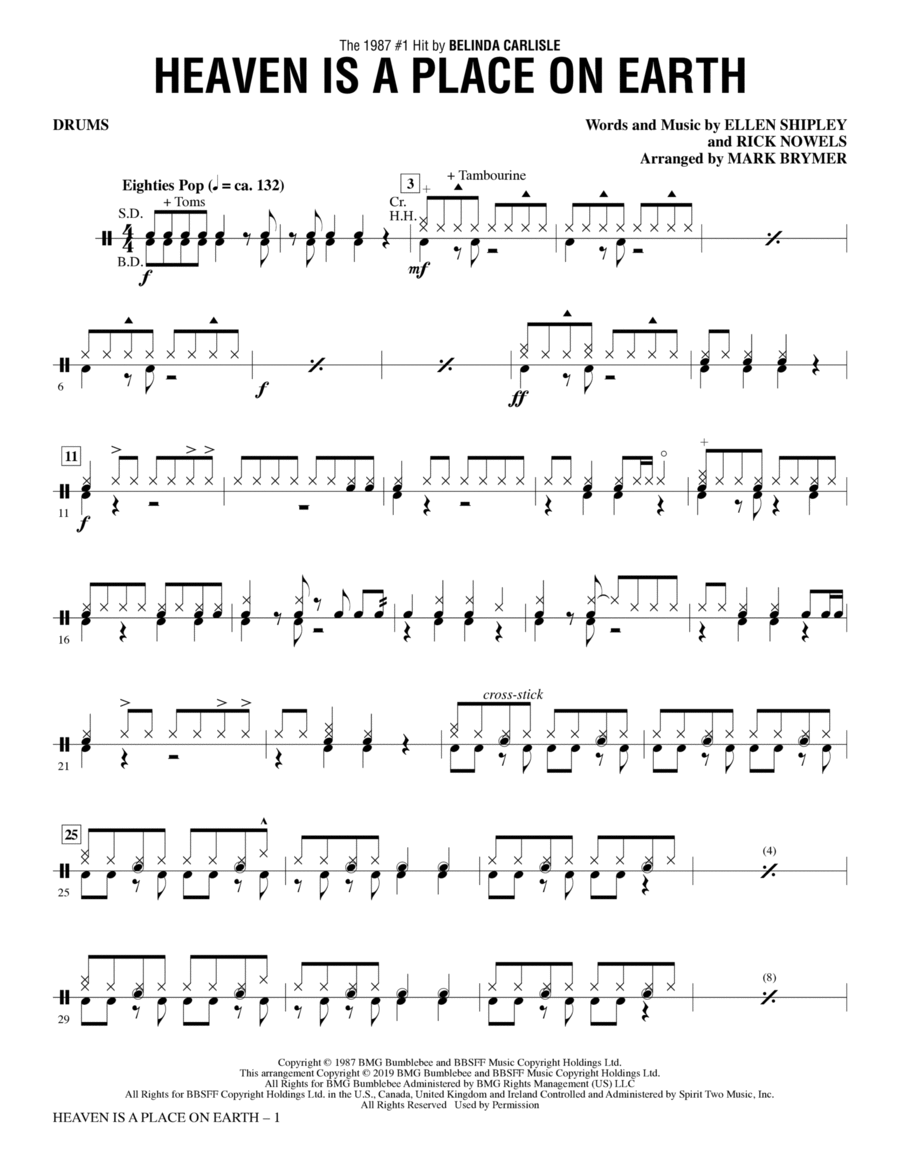Heaven Is a Place on Earth (arr. Mark Brymer) - Drums