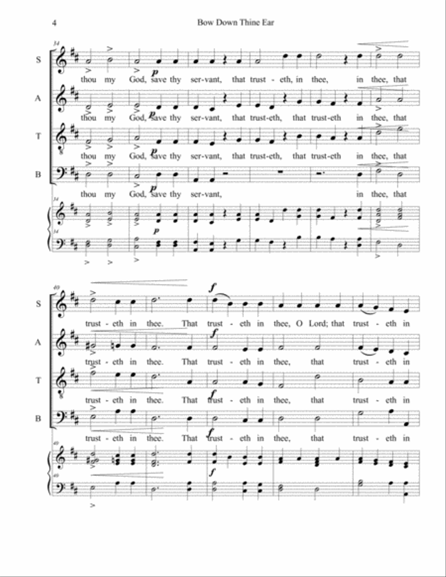 Bow Down Thine Ear 4-Part scores gallery preview page 4