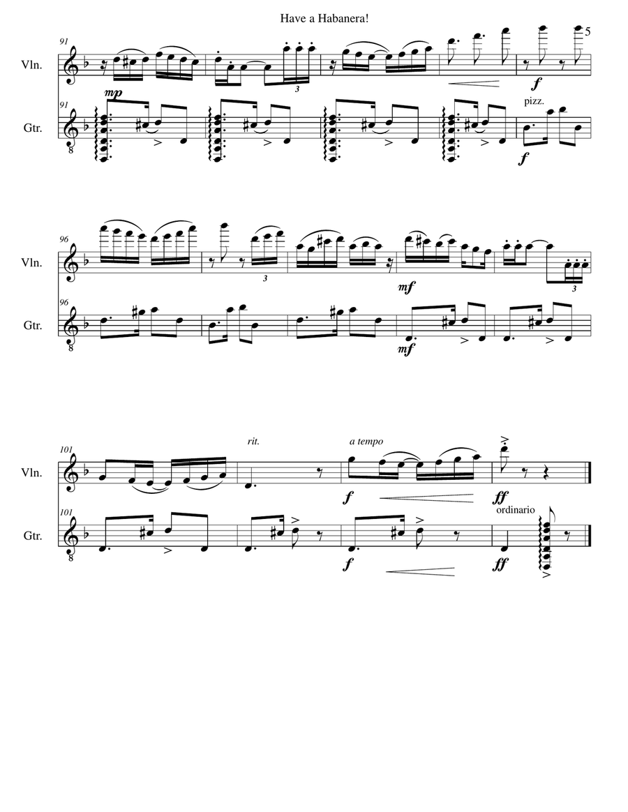 Have a Habanera for violin and guitar String Duet scores gallery preview page 5