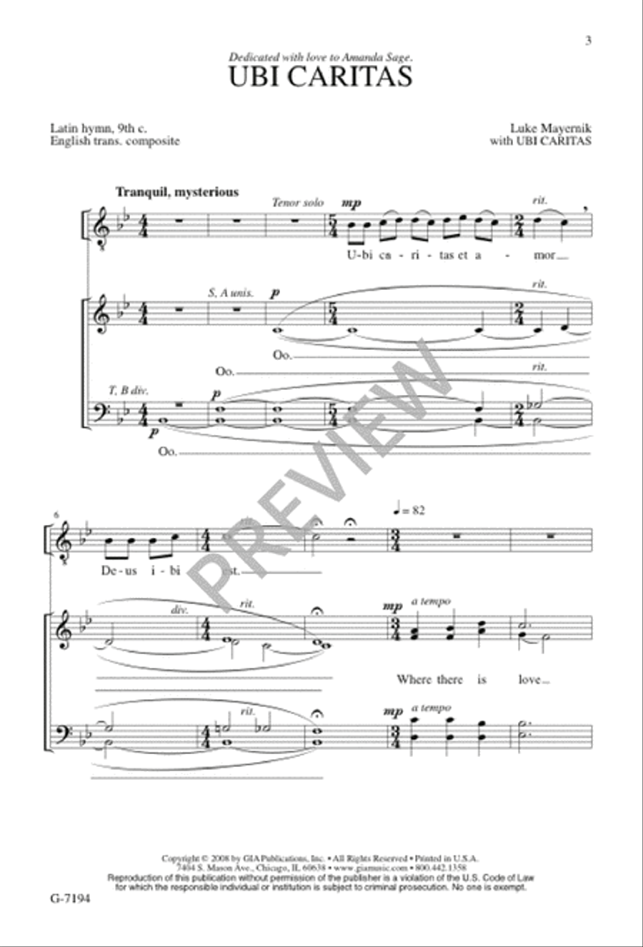 Ubi caritas 4-Part scores gallery preview page 2