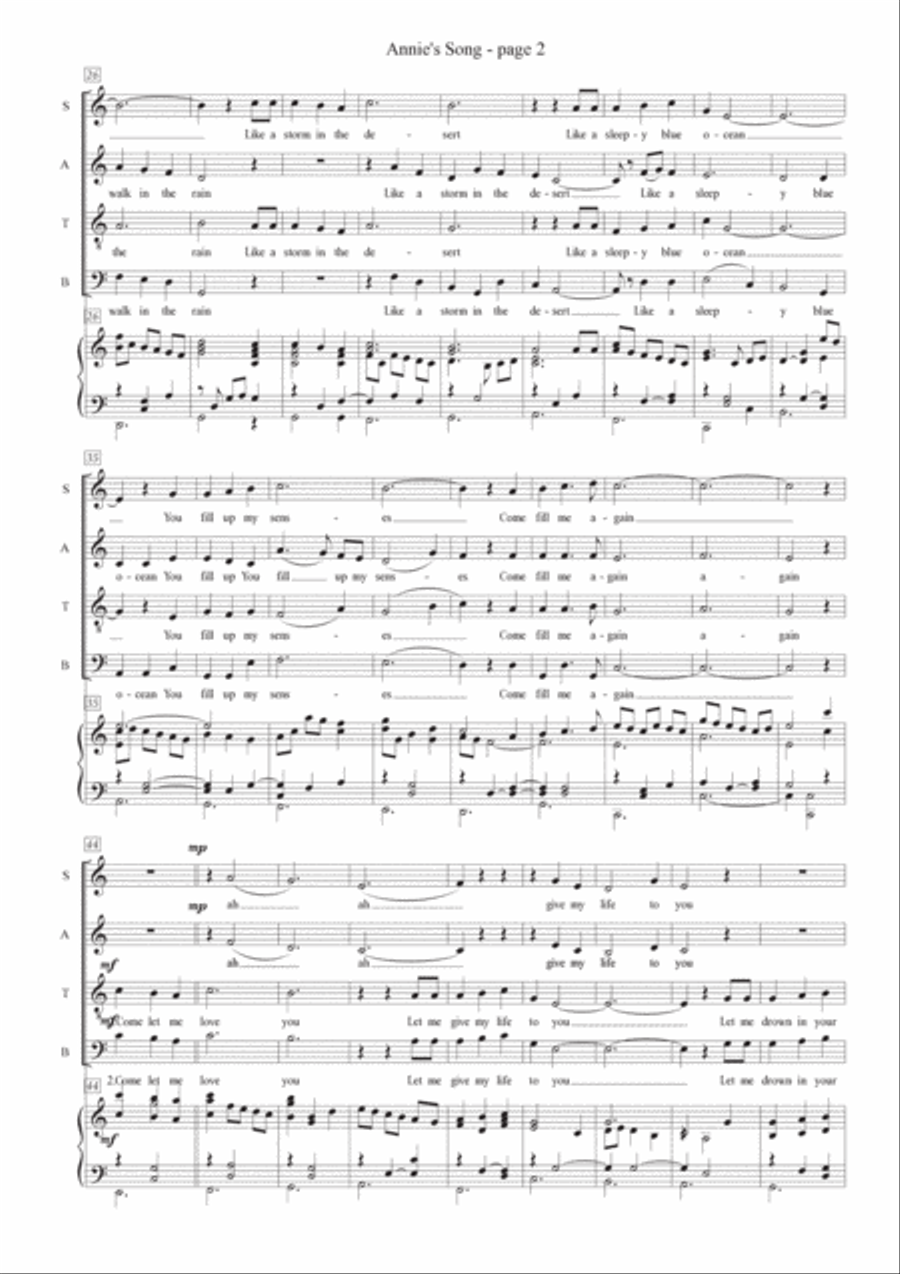 Annie's Song 4-Part scores gallery preview page 2