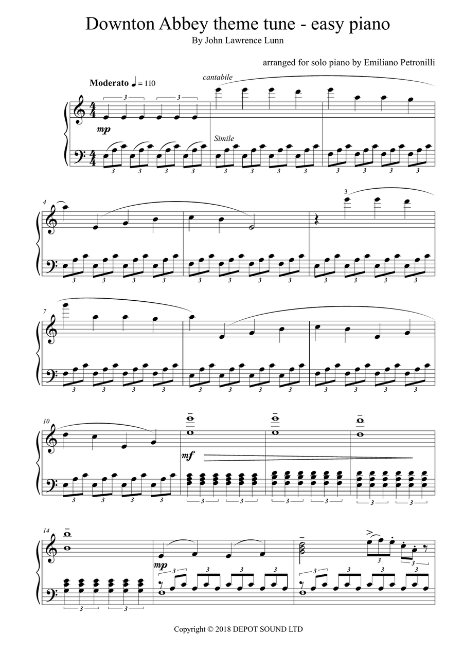 Downton Abbey (theme) Downton Abbey (theme) Piano Solo scores gallery preview page 1