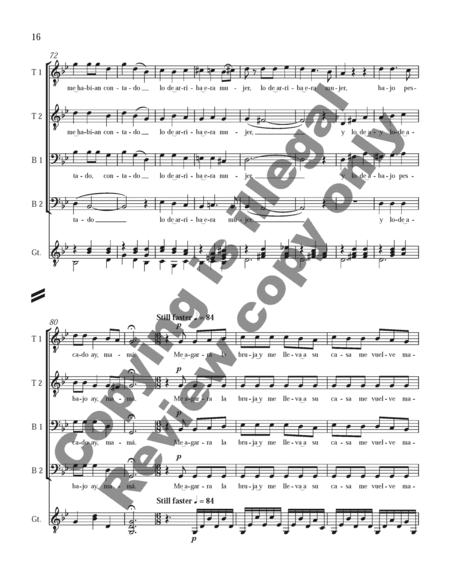 Three Mexican Folk Songs (Piano/Choral Score) by David Conte TTBB - Sheet Music
