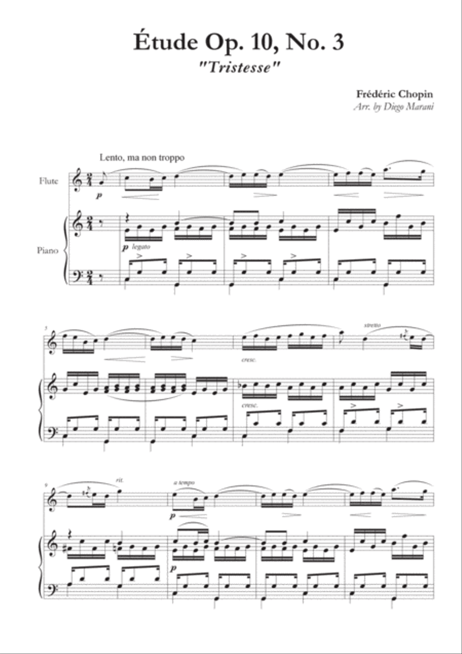 Etude Op. 10, No. 3 for Flute & Piano image number null