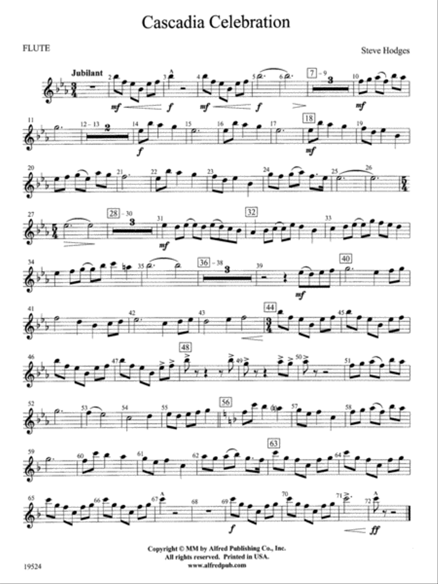 Cascadia Celebration: Flute Concert Band scores gallery preview page 1