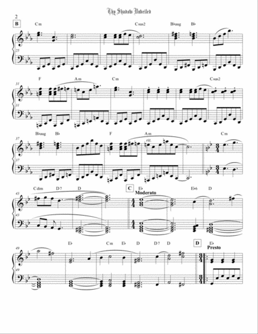 Thy Shadow Unveiled Thy Shadow Unveiled Piano Solo scores gallery preview page 3