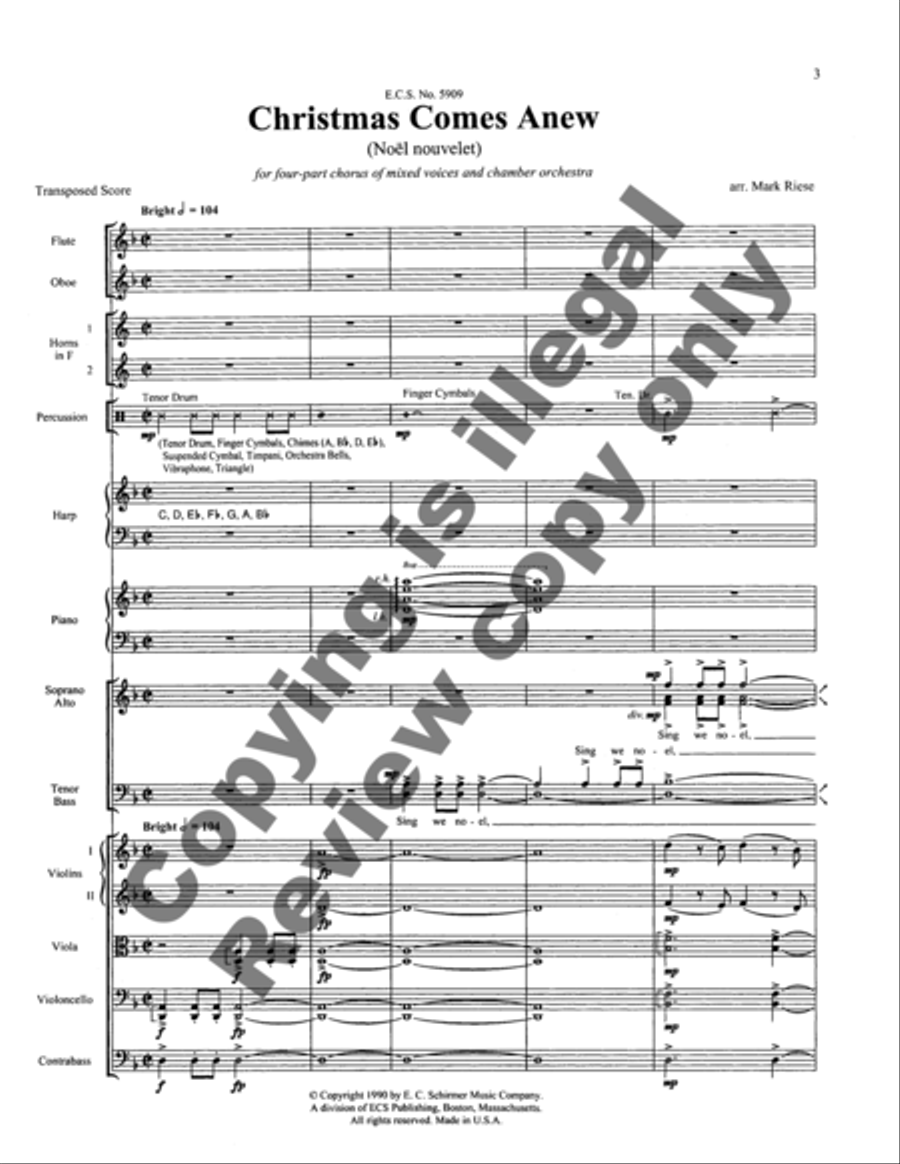 Christmas Comes Anew (Noel Nouvelet) (SATB Full Score) 4-Part scores gallery preview page 8