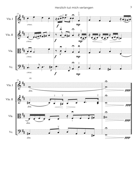 Bach: Herzlich tut mich verlangen, BWV 727 - String Quartet image number null
