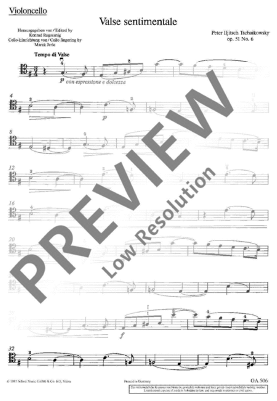 Valse sentimentale Cello scores gallery preview page 8