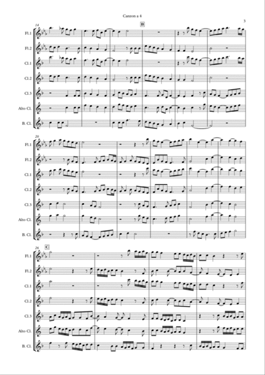 Canzon a 4 - Giovanni Gabrieli Woodwind Ensemble scores gallery preview page 3