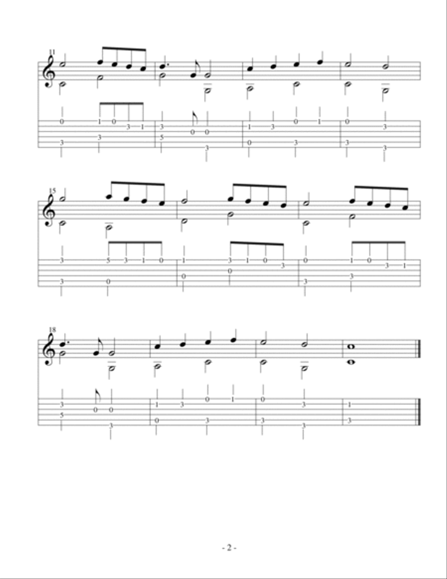 Easy Finger-Style Christmas (TAB) Guitar Tablature scores gallery preview page 2