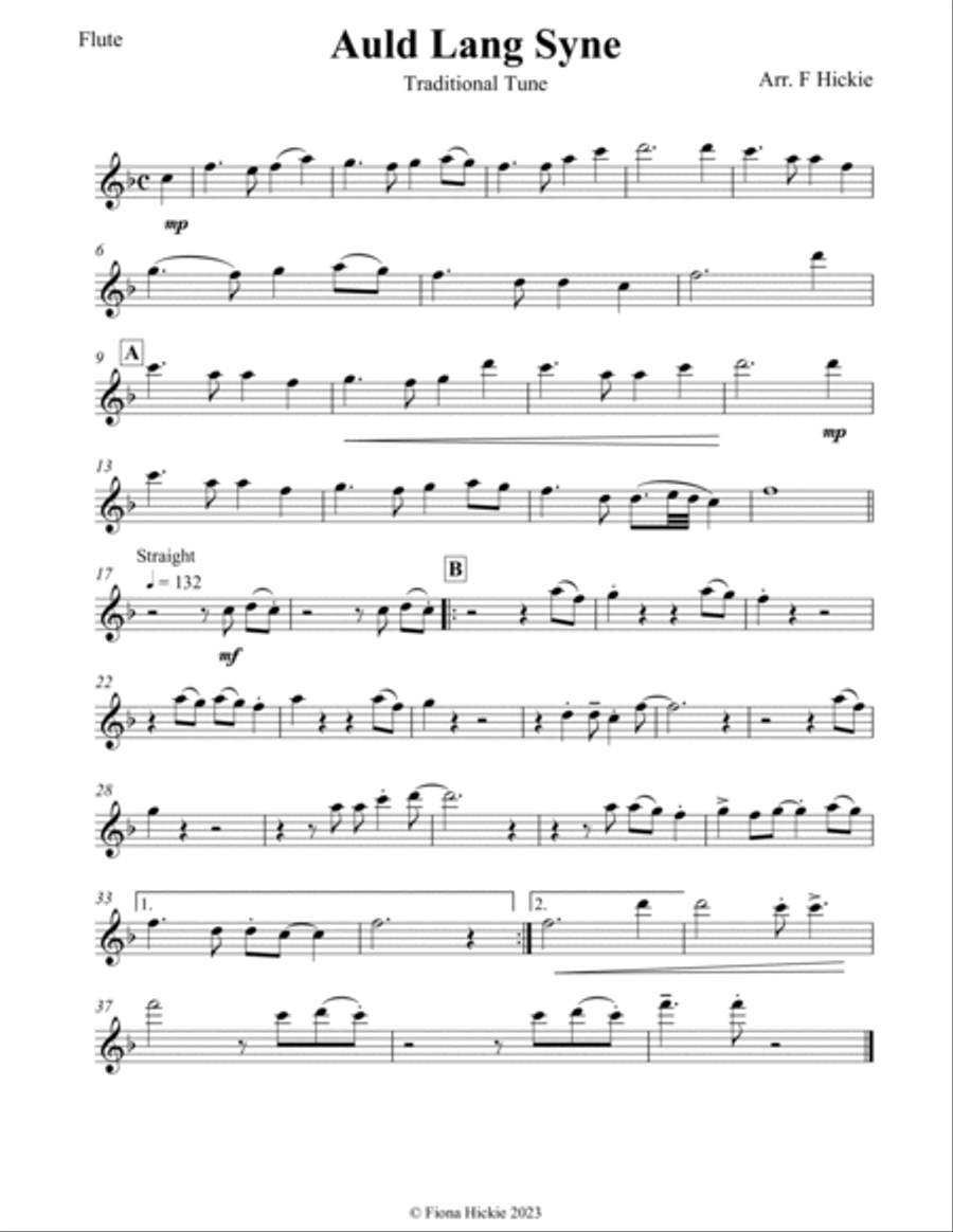 Auld Lang Syne Woodwind Quintet scores gallery preview page 5