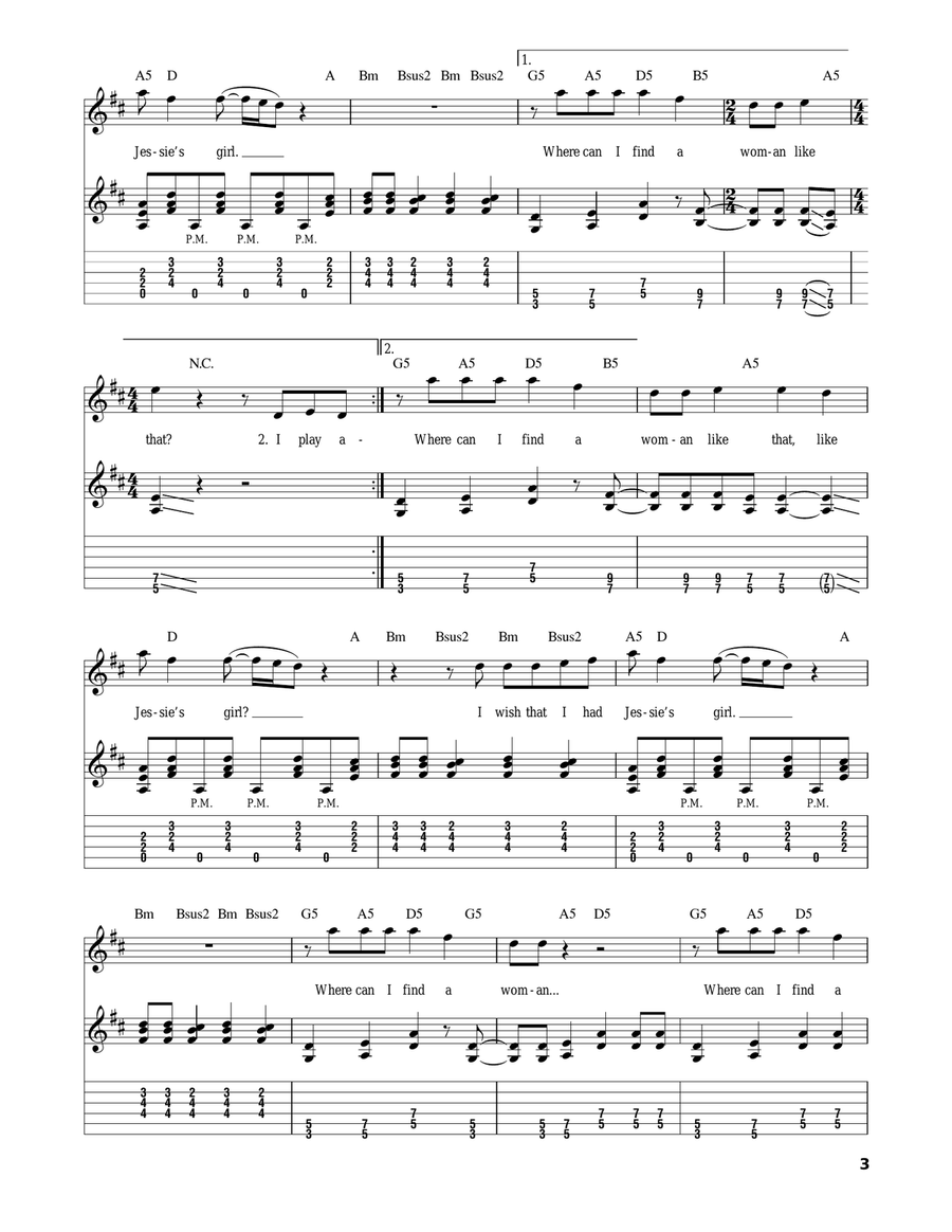 Jessie's Girl Acoustic Guitar scores gallery preview page 3