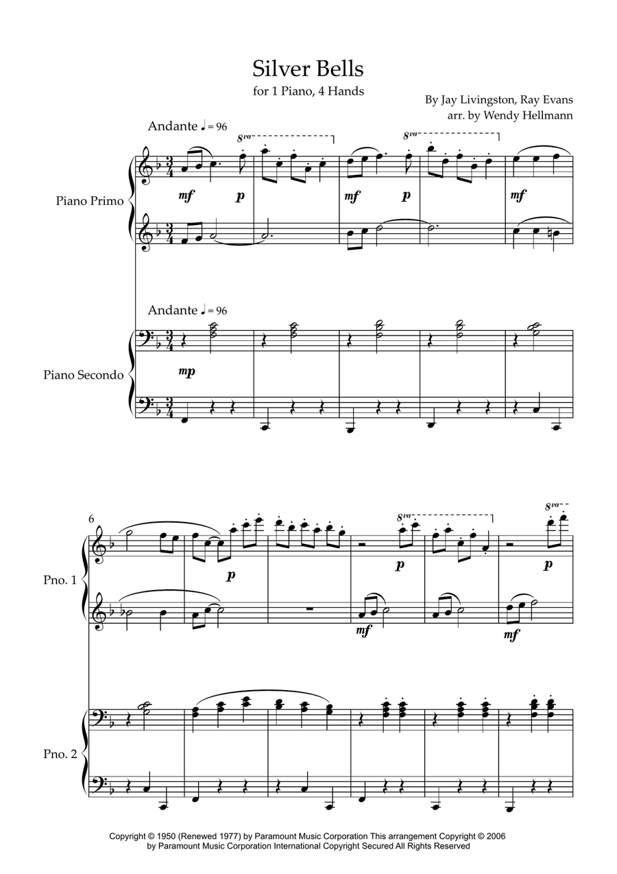 Silver Bells 1 Piano, 4-Hands scores gallery preview page 1