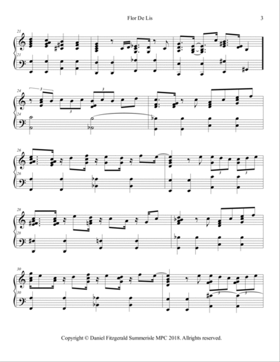 Flor De Lis (upside Down) Piano Solo scores gallery preview page 3