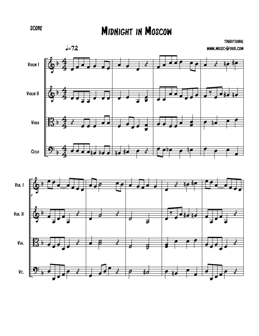 midnight in Moscow midnight in Moscow String Quartet scores gallery preview page 1
