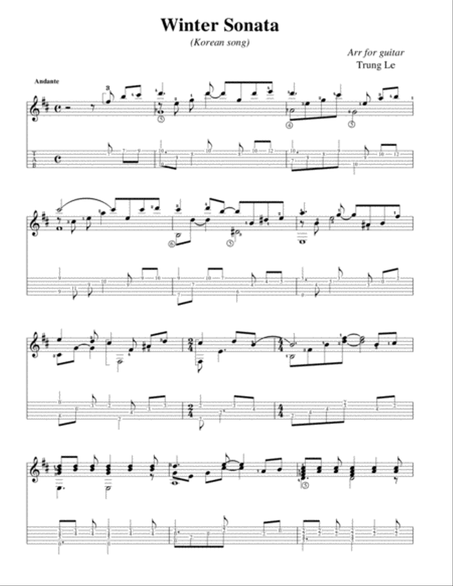 Winter sonanal(An beautiful song for guitar) Small Ensemble scores gallery preview page 1