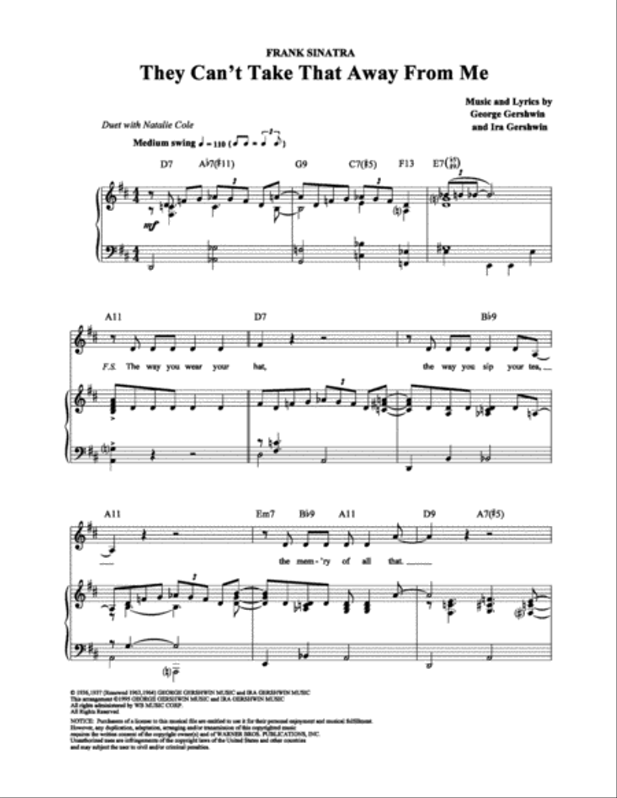 They Can't Take That Away From Me Piano, Vocal, Guitar scores gallery preview page 1