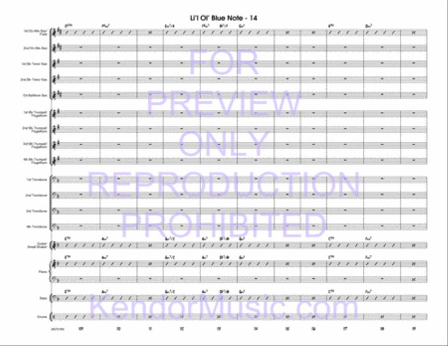 Li'l Ol' Blue Note (Full Score) Jazz Ensemble scores gallery preview page 15