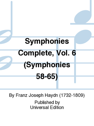 Book cover for Symphonies Complete, Vol. 6 (Symphonies 58-65)
