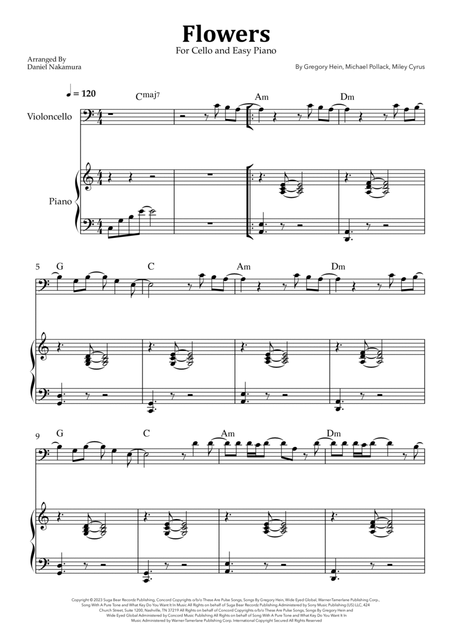 Flowers Flowers Piano scores gallery preview page 1