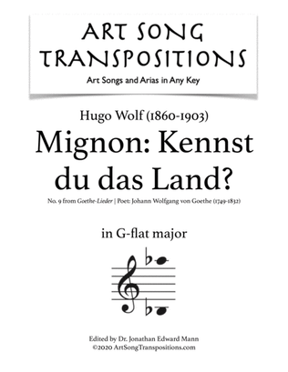 WOLF: Mignon: Kennst du das Land? (transposed to G-flat major)