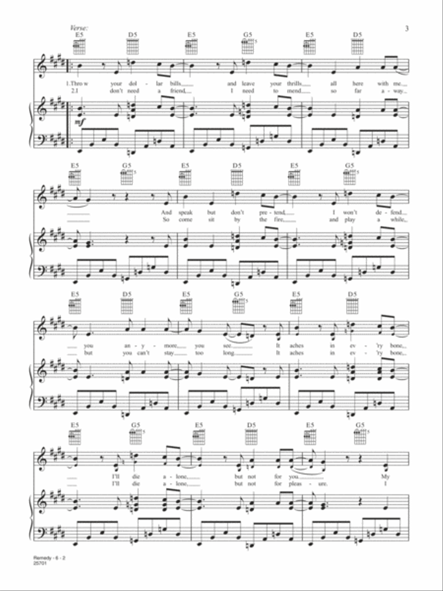 Remedy Piano, Vocal, Guitar scores gallery preview page 2