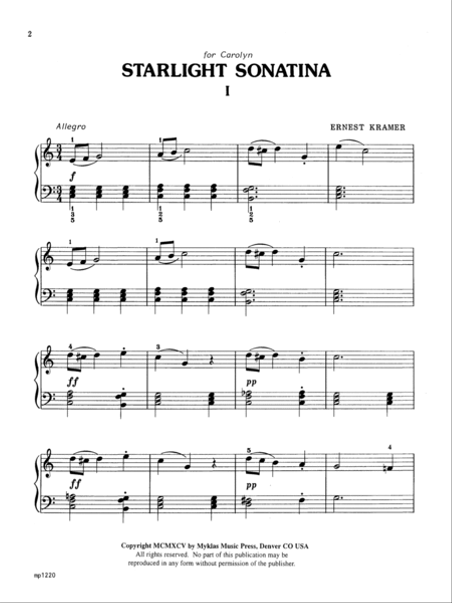Starlight Sonatina Easy Piano scores gallery preview page 2