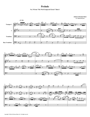 Prelude 19 from Well-Tempered Clavier, Book 1 (Brass Quartet)