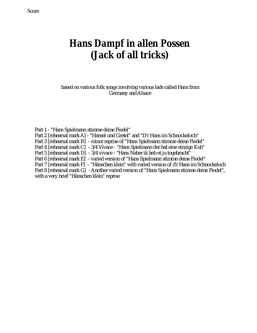 Hans Dampf in allen Possen (Jack of all tricks) for wind trio (oboe, clarinet, bassoon) Woodwind Trio scores gallery preview page 1